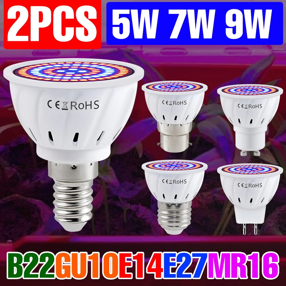 

9W LED Full Spectrum Grow Bulb E27 Indoor Hydroponic Growth Box E14 Succulent Seedings 220V Greenhouse Tent Cultivation Lighting