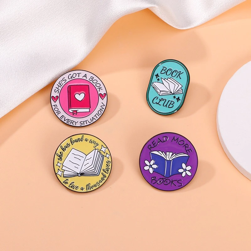 Creative English Book Shape Oil Dropped Alloy Brooch Cartoon Badge Pin For DIY Clothing Bags Hat Scarf T-shirt Jeans Decoration