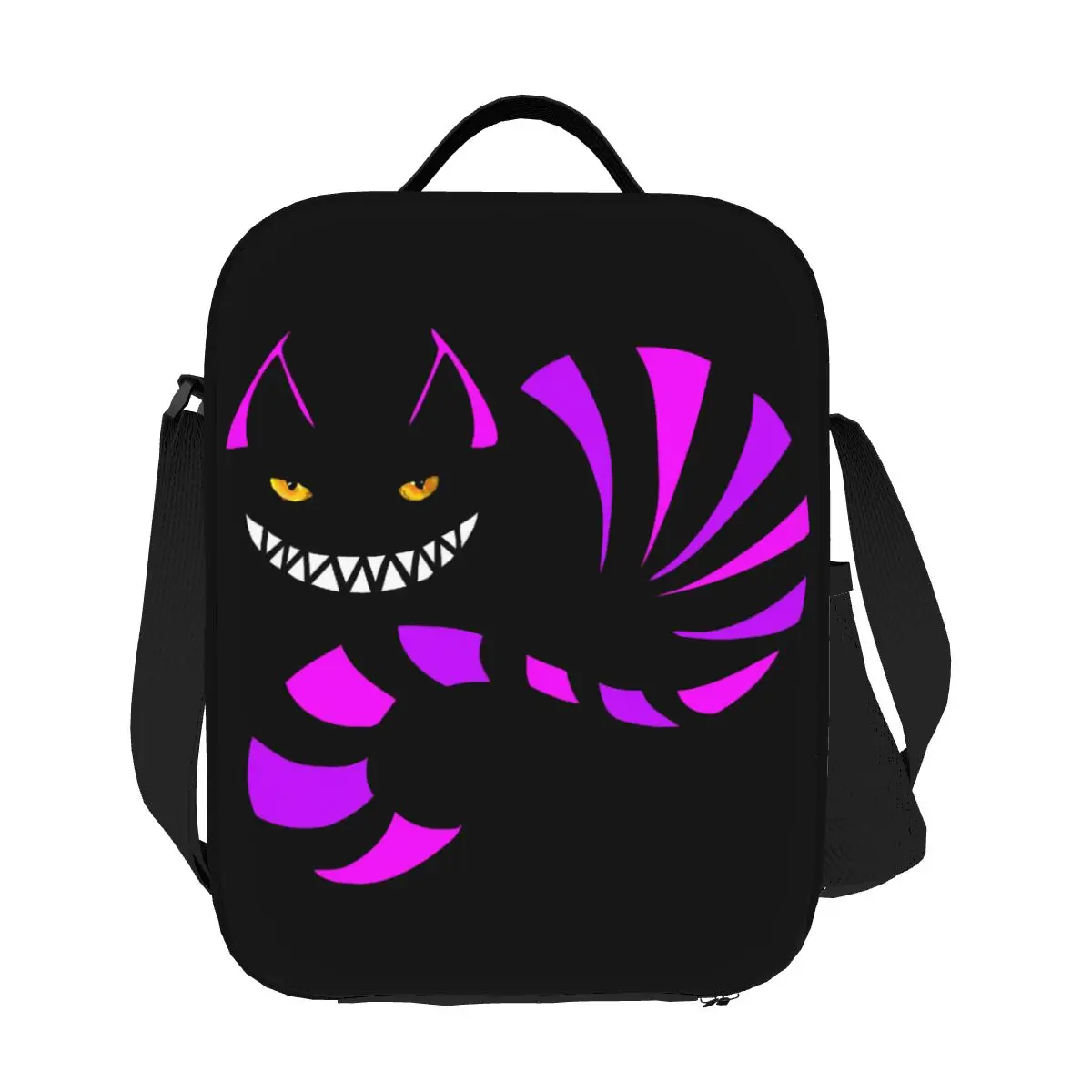 

Custom Alice In Wonderland Cheshire Cat Thermal Insulated Lunch Bags Women Portable Lunch Container for Travel Bento Food Box