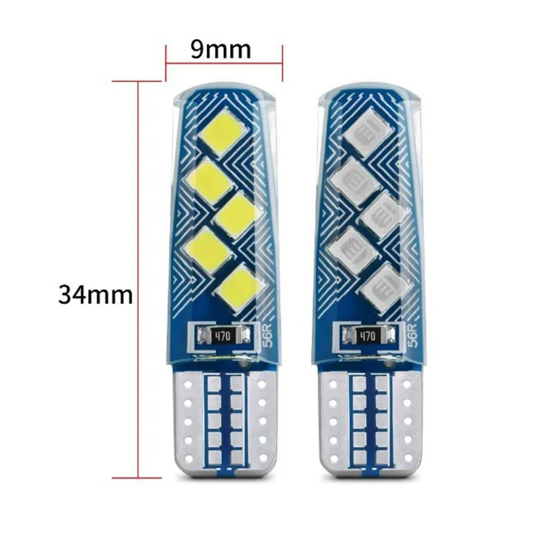 

100 шт. Canbus W5W T10 Автомобильные лампы Боковой маркер для парковки 3030 10smd Высокая яркость Мотоцикл 194 168 Дневные ходовые огни 12 В Синий