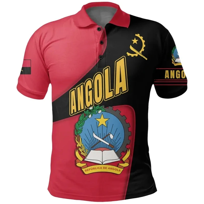 Angola Flag Map Graphic Polo Shirts For Men National Emblem Sport Jersey Casual Women POLO Shirt Paisley Kids Short Sleeve Tops