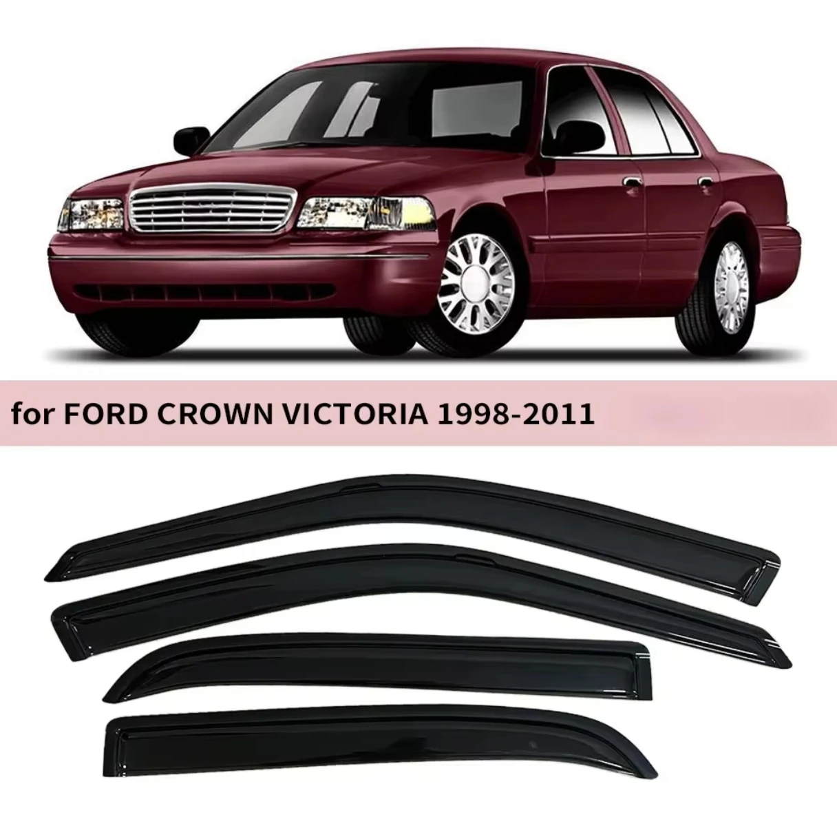 

For Ford Crown Victoria 1998-2003 2004 2005 2006 2007 2008 2009 2010 2011 Wind Deflectors Rain Guards Door Vent Window Visor