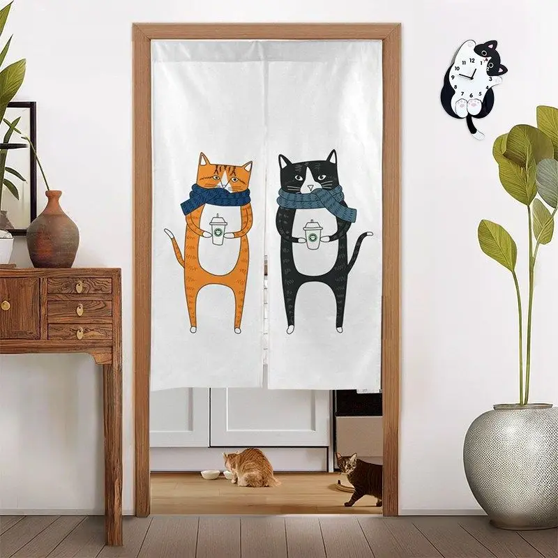 VIKAMA Cute Cartoon Cat Japanese Door Curtain Noren Partition Curtain Kitchen Bedroom Entrance Home Decoration