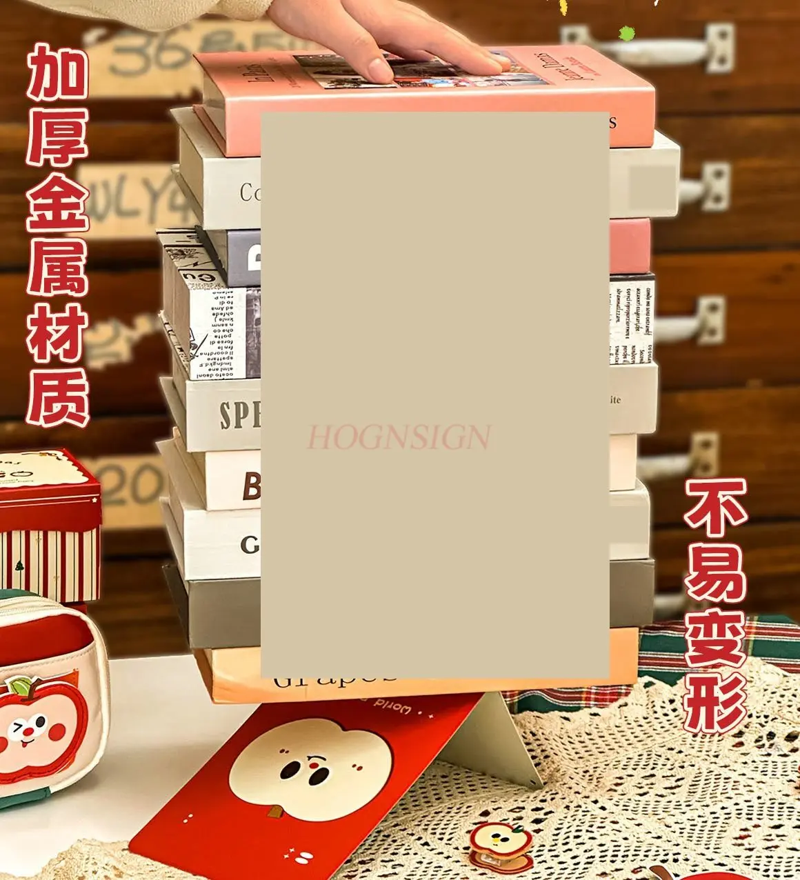 Picture 3: 2pcs Metal Book Stand Thickened L-shaped Large Cartoon Apple Creative Book Clip for Students' Telescopic Book Stand Desktop