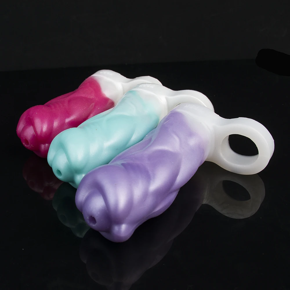 Animal Dildos Thick Dragon Penis Sleeve Hollow Dildo Soft Silicone Sex Toy Sheath Stretchable Cock Enlargement Male SM Sexy Tool