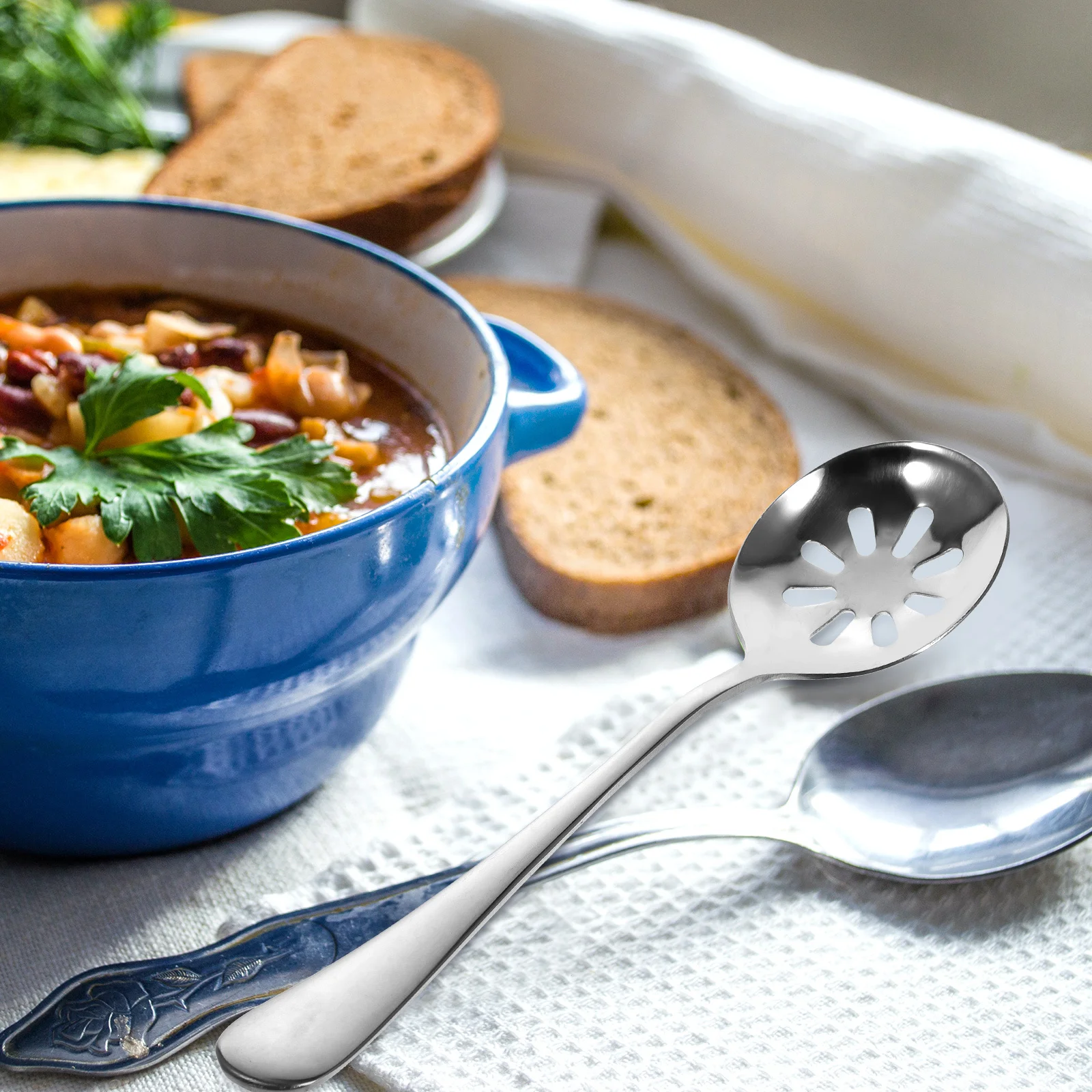 

2pcs Stainless Steel Slotted Spoons Kitchen Serving Utensils Food Drainage Reusable Dinner Party Tools Household Cooking