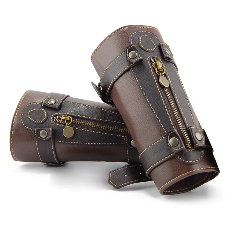 

Cosplay Medieval Leather Knight Bracelet Steam Punk Gothic Zipper Hand Guard Party Halloween Props