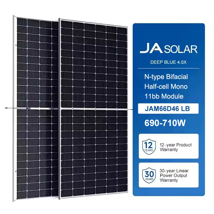 High Efficiency JA Solar Panel 700 Watt Double Glass Bifacial 750W 760W 800W N-TYPE  Solar Panels