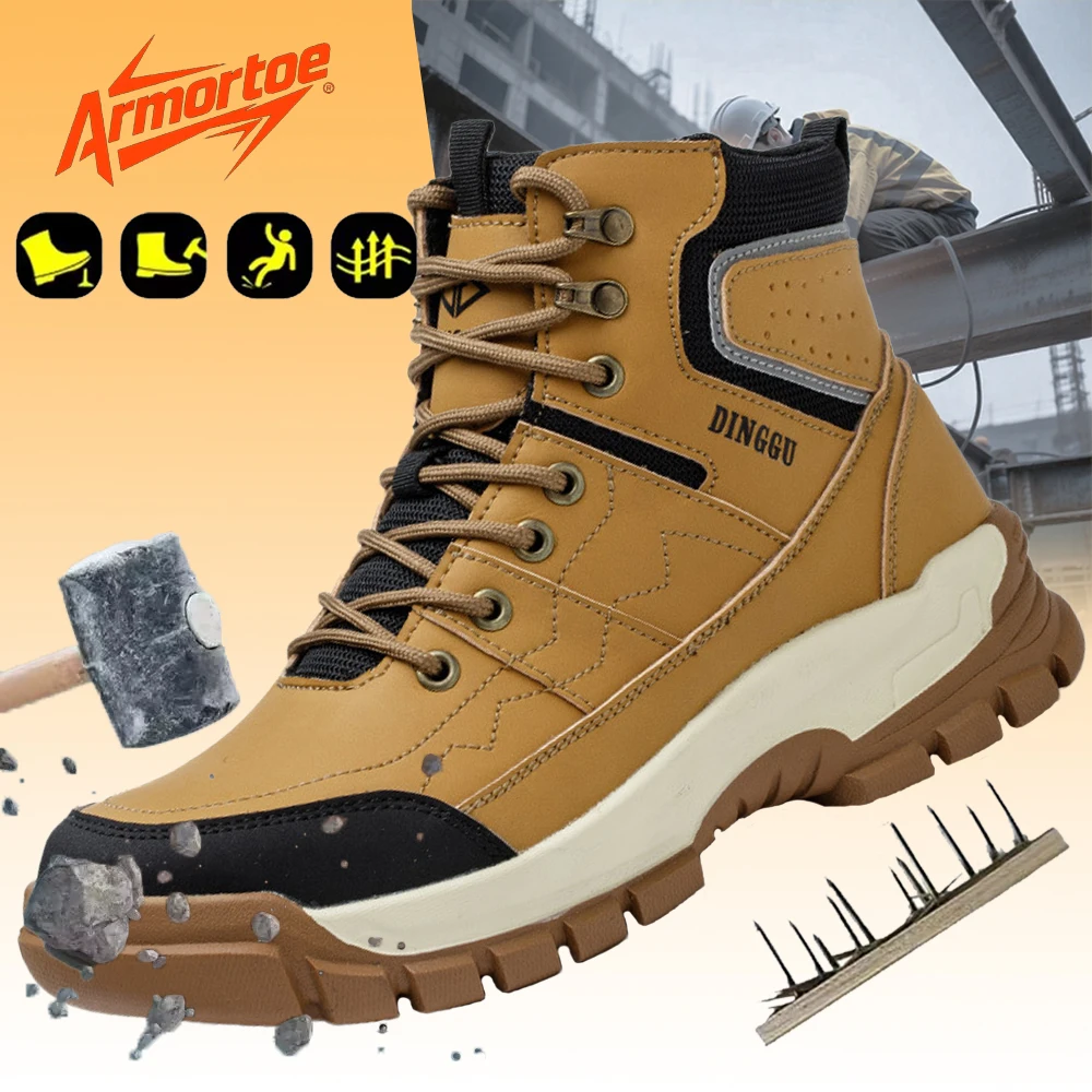 

ArmorToe Men's Steel Toe Work Boots Puncture-Proof Durable Construction Site Safety Protective Footwear #Armor3067