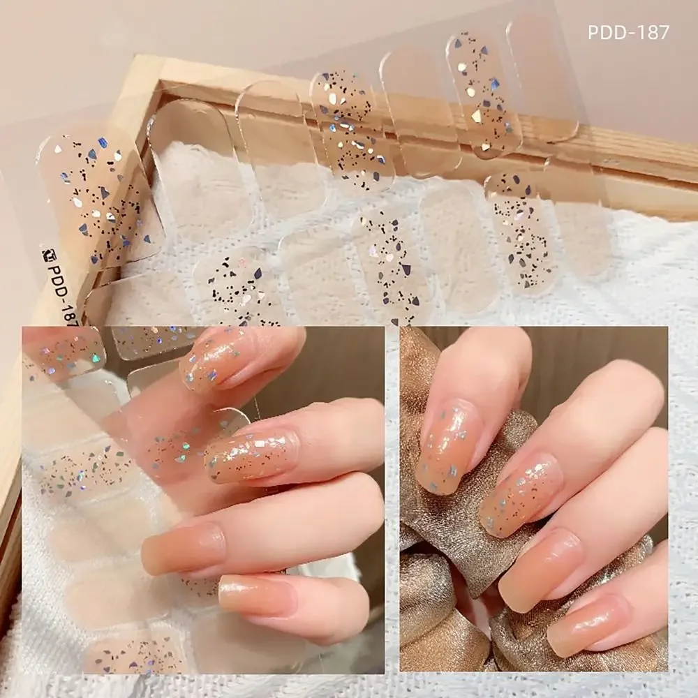 14 strisce adesivi per unghie in Gel autoadesivo copertura completa Patch per unghie Floristic Nail Wraps Gel smalto per unghie strisce fai da te Nail Art Making