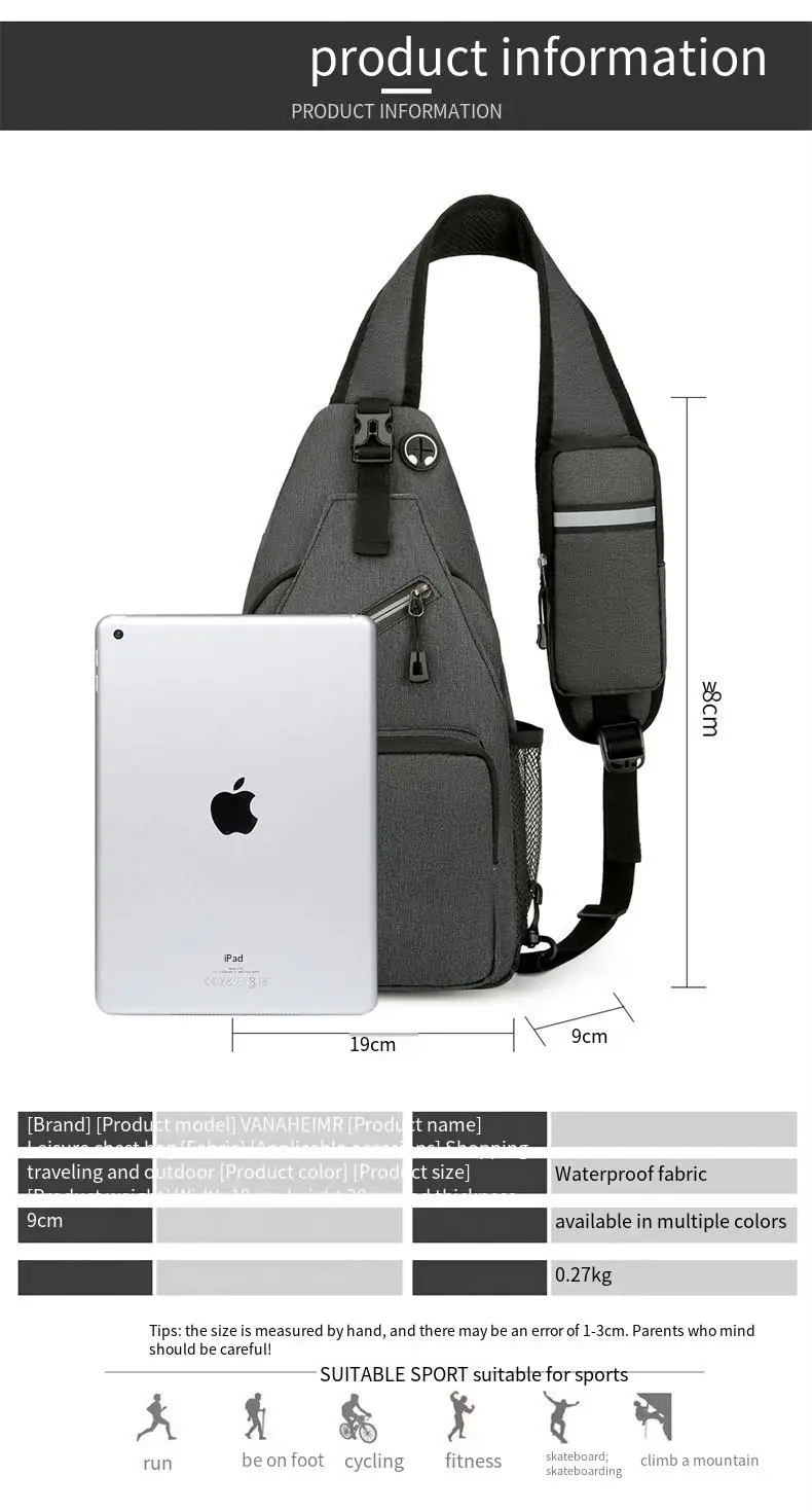 Borsa a tracolla multifunzionale alla moda per uomo e donna Borsa da viaggio per telefono a spalla singola fresca da viaggio casual all'aperto