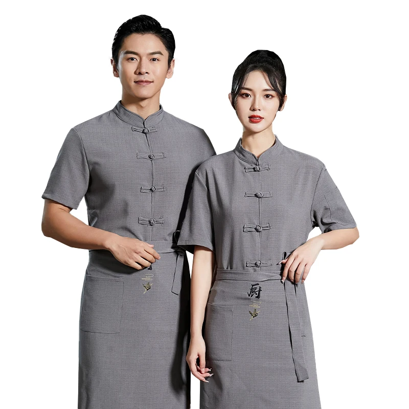 Summer Chef Jacket Men Women Short Sleeve Cooking Shirt Work Food Service Kitchen Outfit Cook Uniform  Waiter Working Clothes