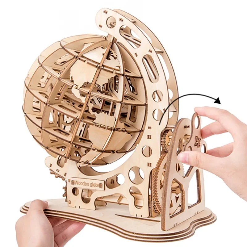 3D Wooden Globe Puzzle Education Geography Experiment Assemble Wooden Puzzle Building Block Kits DIY Motessori Earth Model Gift