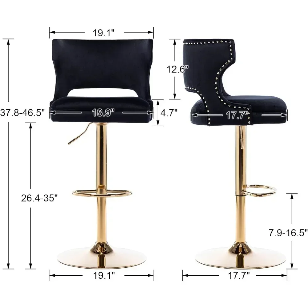 Drehbare Barhocker، 4er-Set، Hühenverstellbare Thekenhocker، Moderner Samt-Barhocker Mit Offener uodenlehne