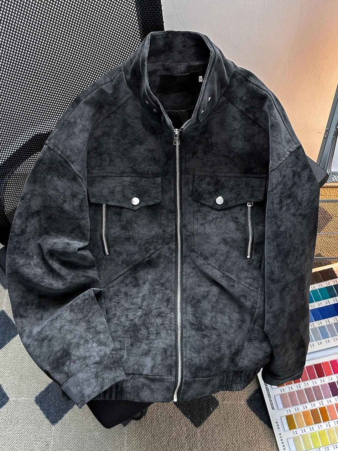 

American Sle Dyed Workwear Jaet Men's Casual Stand Collar Pilot Coat Fall Faion Brand Cool Baseball Vest High-End Feeling