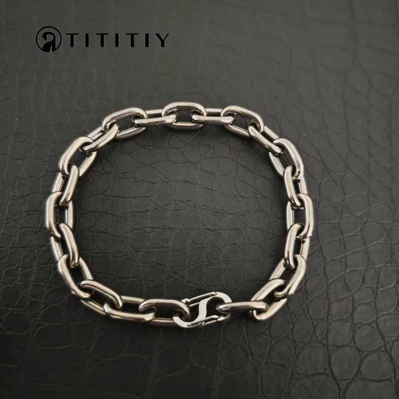 

New Pure Titanium Bracelet with Width 9.5mm Hip Hop Trend Ultra Light Anti Allergic Men Women Necklace Solid Sturdy Accessories