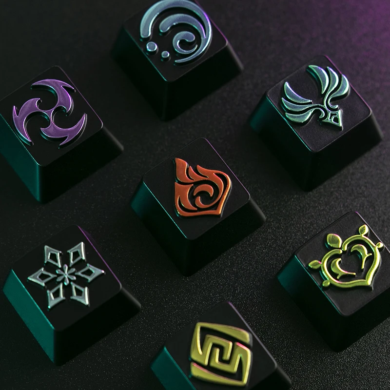 Genshin Impact Elements Logo Keycaps Zinc Aluminum Alloy Mechanical Keyboard Pyro Hydro Cryo Electro Custom Keycap MX Cross Axis