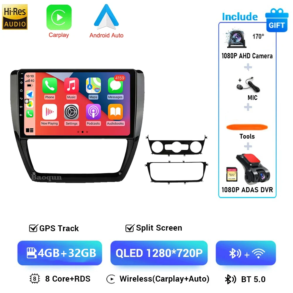 Voor Volkswagen Jetta 6 2011-2018 Android 16 Carplay Auto 4G + WIFI GPS Autoradio Navigatie multimedia Video Player Stereo BT