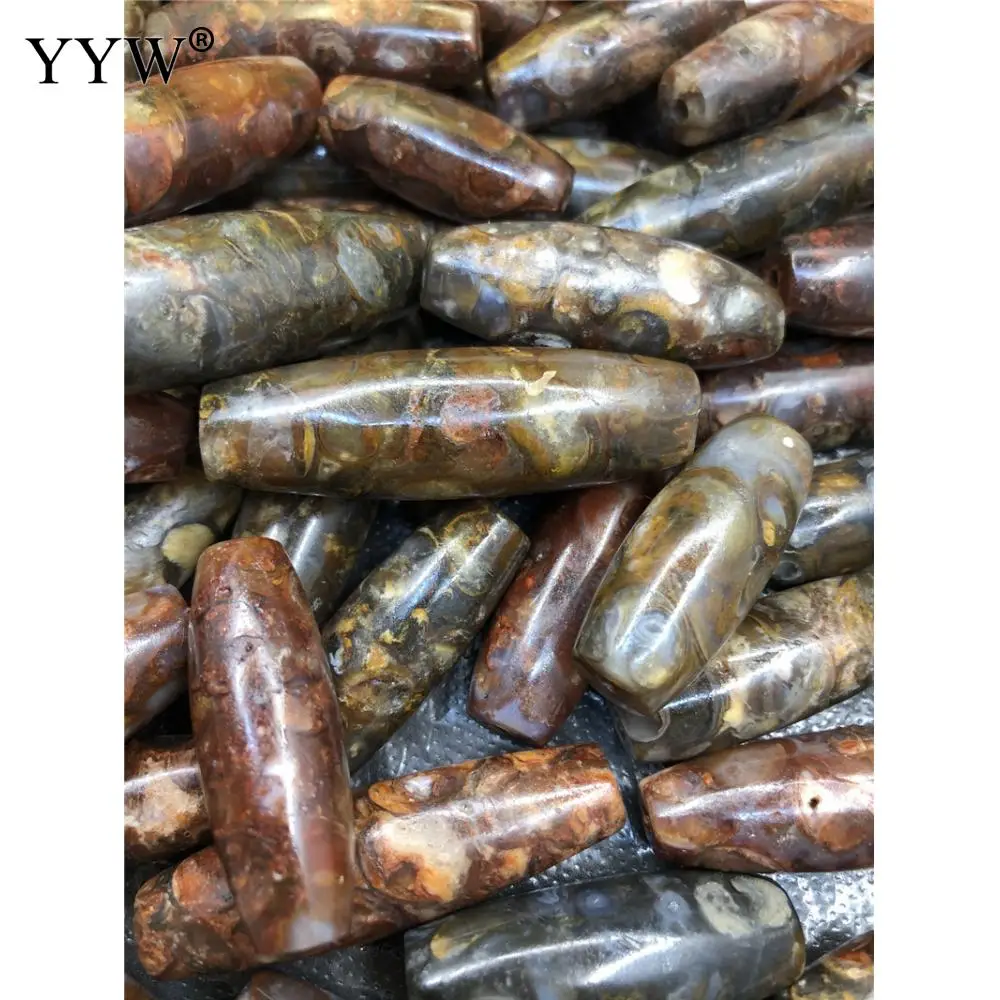 Natural Tibetan Agate Onyx Dzi Beads Women Fashion Drum Polished Diy 40x15mm Sold By Pc Jewelry Making DIY Necklace Bracelet