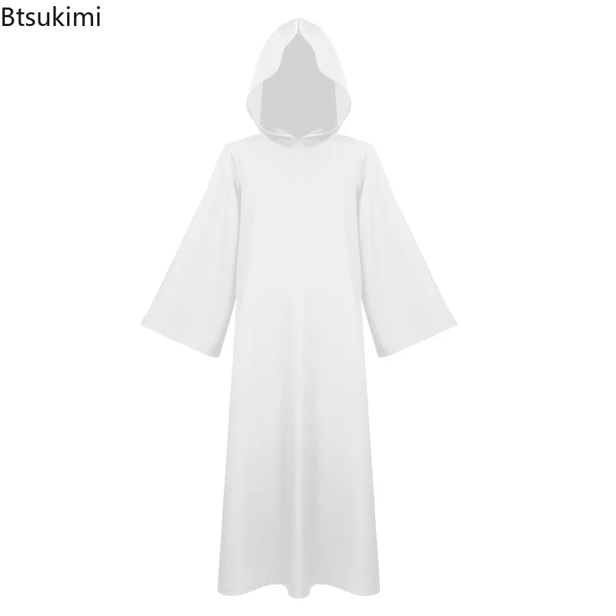 Medieval Multi Color Hooded Cloak Retro Wizard Jedi Long Sleeve Black Cloak Halloween Carnival Party Vampire Role Play Costume - view 2
