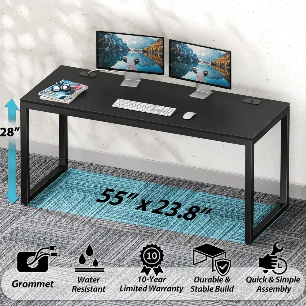 55-Inch Durable Black Office Desk for Business Use