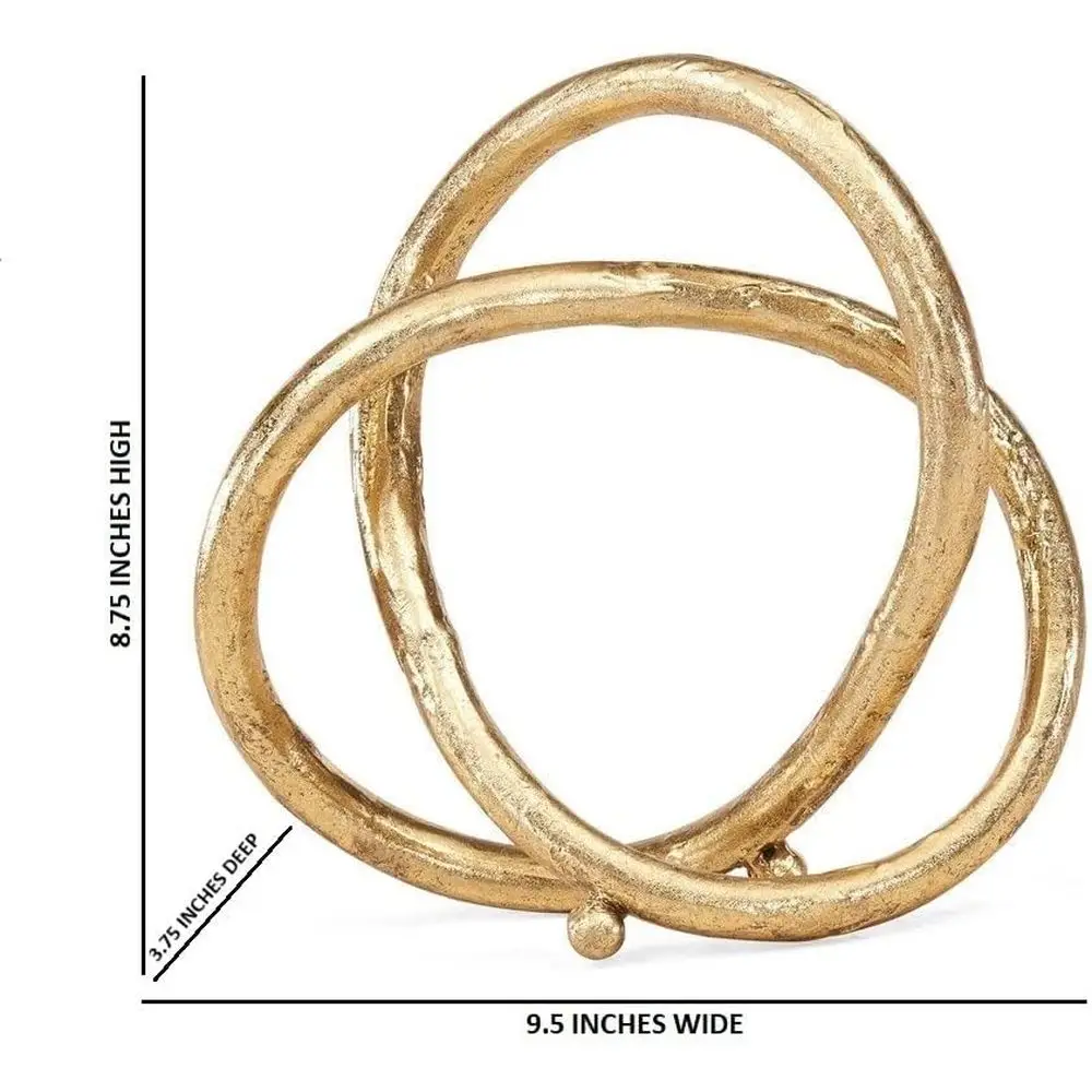 Gold Loop Metal Art Abstract Sculpture. Unique Accent Piece Symbolizes Unending Cycle of Life. Perfect for Wedding, Anniversary,