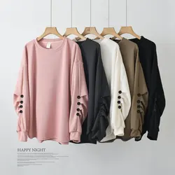 Modna jesienno-zimowa koszulka z długimi rękawami Plus size Casual dzianinowa koszulka luźna bluza topy damskie