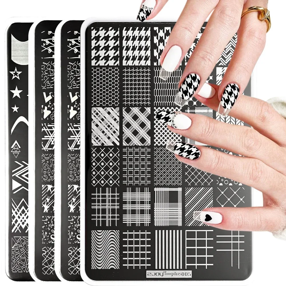 Big Size Geometry Nail Stamping Plates Lines Animal Plus thicken Template Plate Mold Printing Plates Nail Art Stencil Stamp Tool