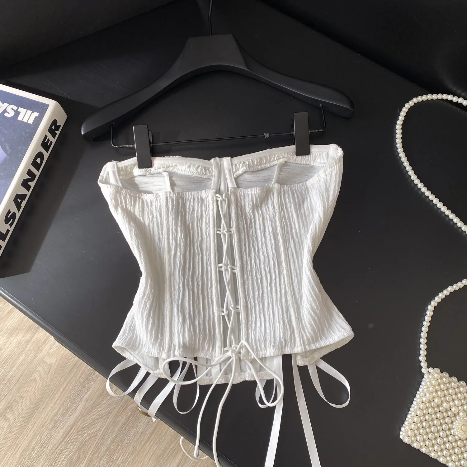 Sexy Off Shoulder Bandage Tube Top Chic Strapless Crop Top  Korean Fashion Sleeveless Camis Women Tank Top