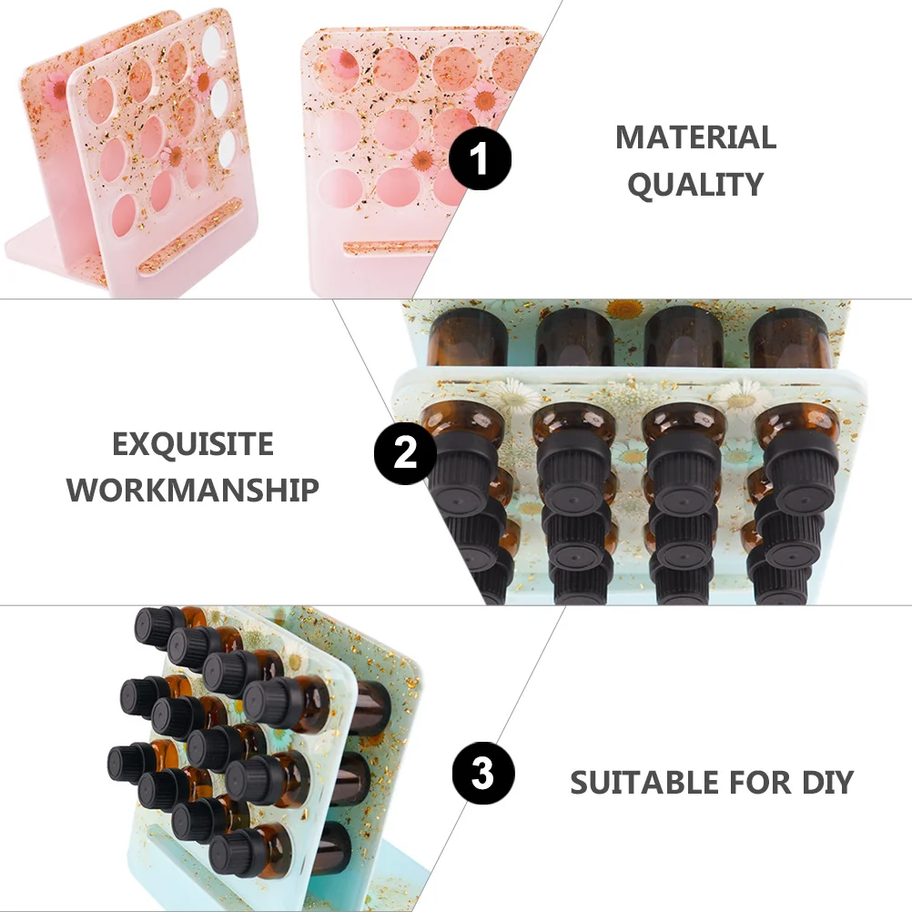 

3pcs Crystal Epoxy Mold Silicone Diy Accessories Essential Oil Bottle Shelf Storage Holder Craft Organizing Rack Jewelry Making