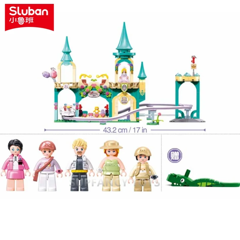 Sluban 448Pcs Dream Princess World Amusement Park Leap Over the Castle Model Building Blocks Sets Educational Toys for Girls