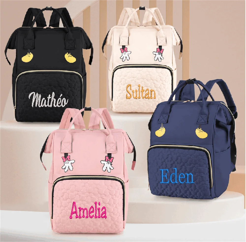 Bolsa de mamá bordada personalizada, bolso de almacenamiento de salida de gran capacidad, multiusos, a la moda, para madre y bebé