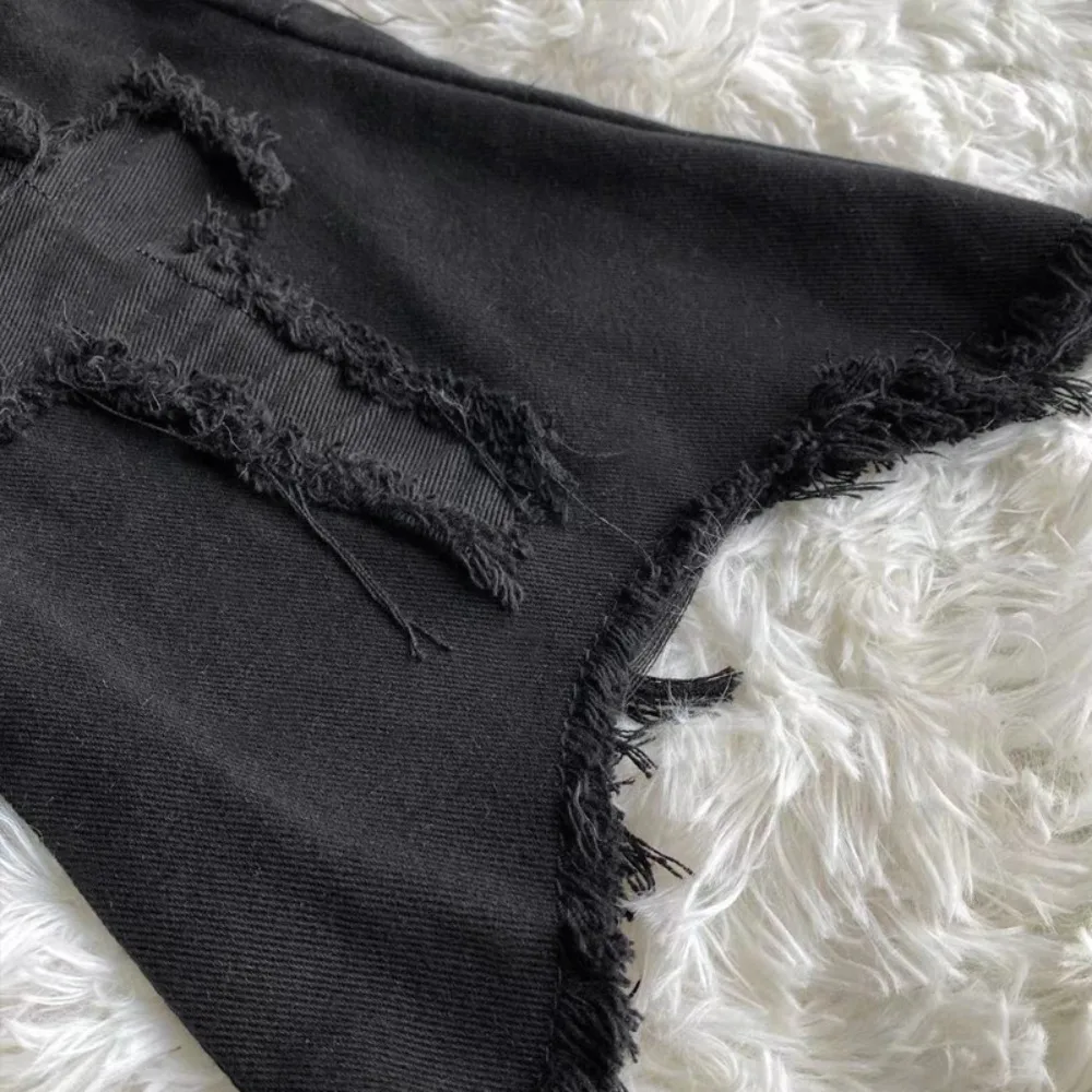 

Lolita Y2k Leg Warmer Punk Harajuku Black Denim Leg Covers Drawstring Strap Vintage Boot Socks