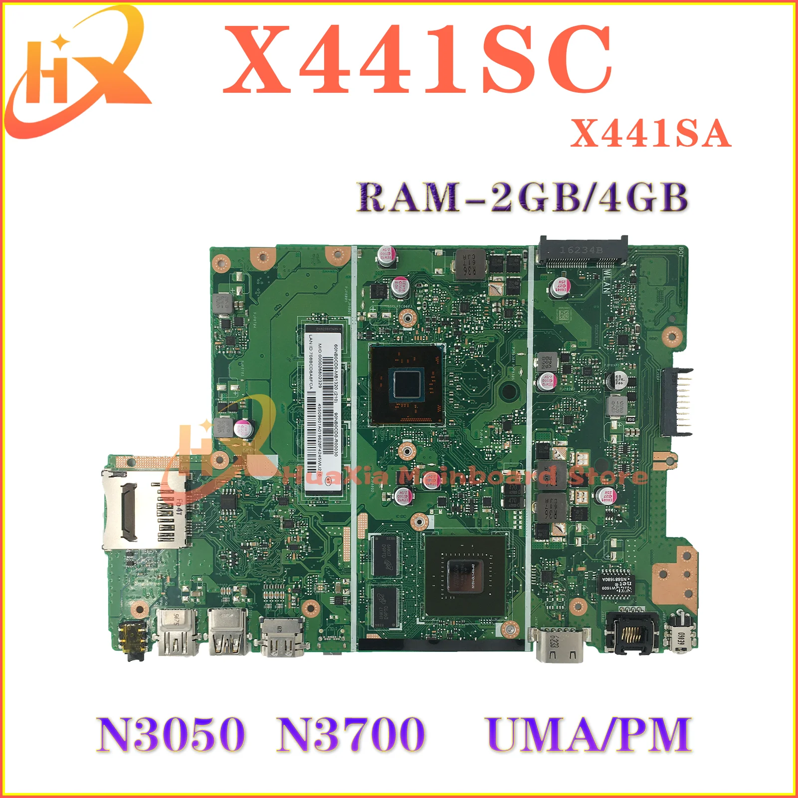 

KEFU Mainboard For ASUS A441SC A441SA X441SA X441SC F441S X441S A441S Laptop Motherboard N3050/N3060 N3700/N3710 2GB/4GB-RAM