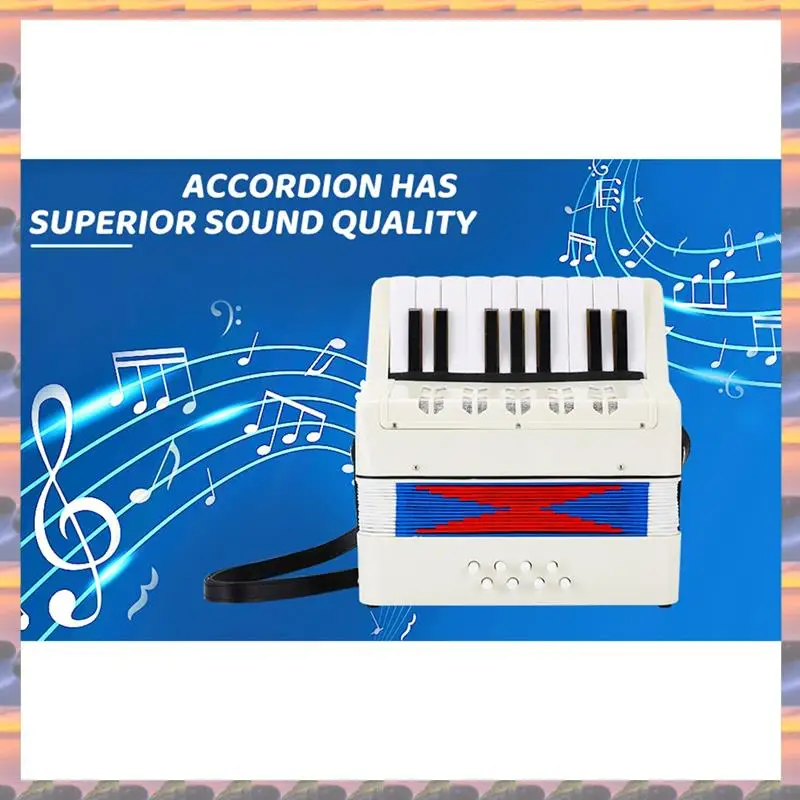 

ABML White 17 Keys 8 Bass Accordion Children's Educational Musical Instrument For Students Beginners Easy To Use