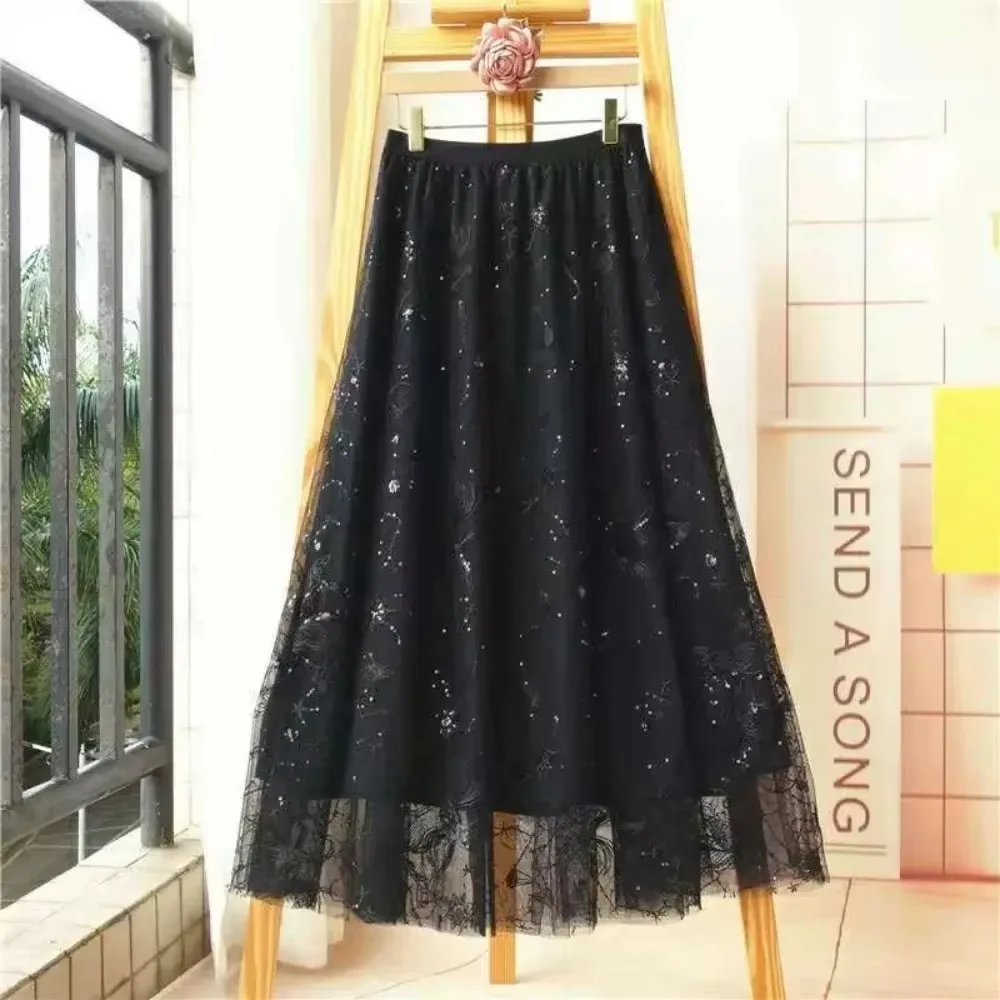 Y2k Skirt Fashion Clothes Vintage Long Skirt Ethnic Style Woman Clothing Casual Elegant Summer Embroidery Streetwear Party