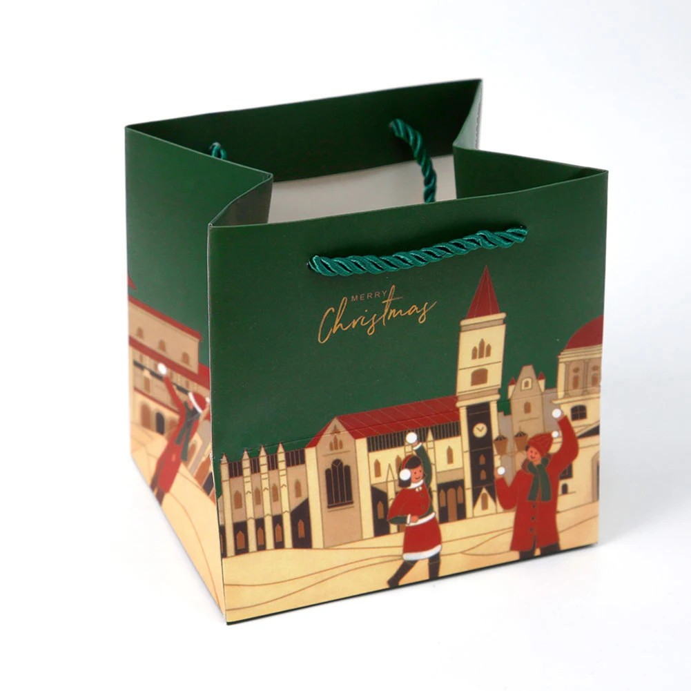 حقائب حمل عيد الميلاد سهلة الحمل مثالية لملفات تعريف الارتباط والوجبات الخفيفة وأكياس الوجبات الخفيفة لعيد الميلاد مقاس 5.51 * 5.51 * 4.72 بوصة (14 * 14 * 12 سم)