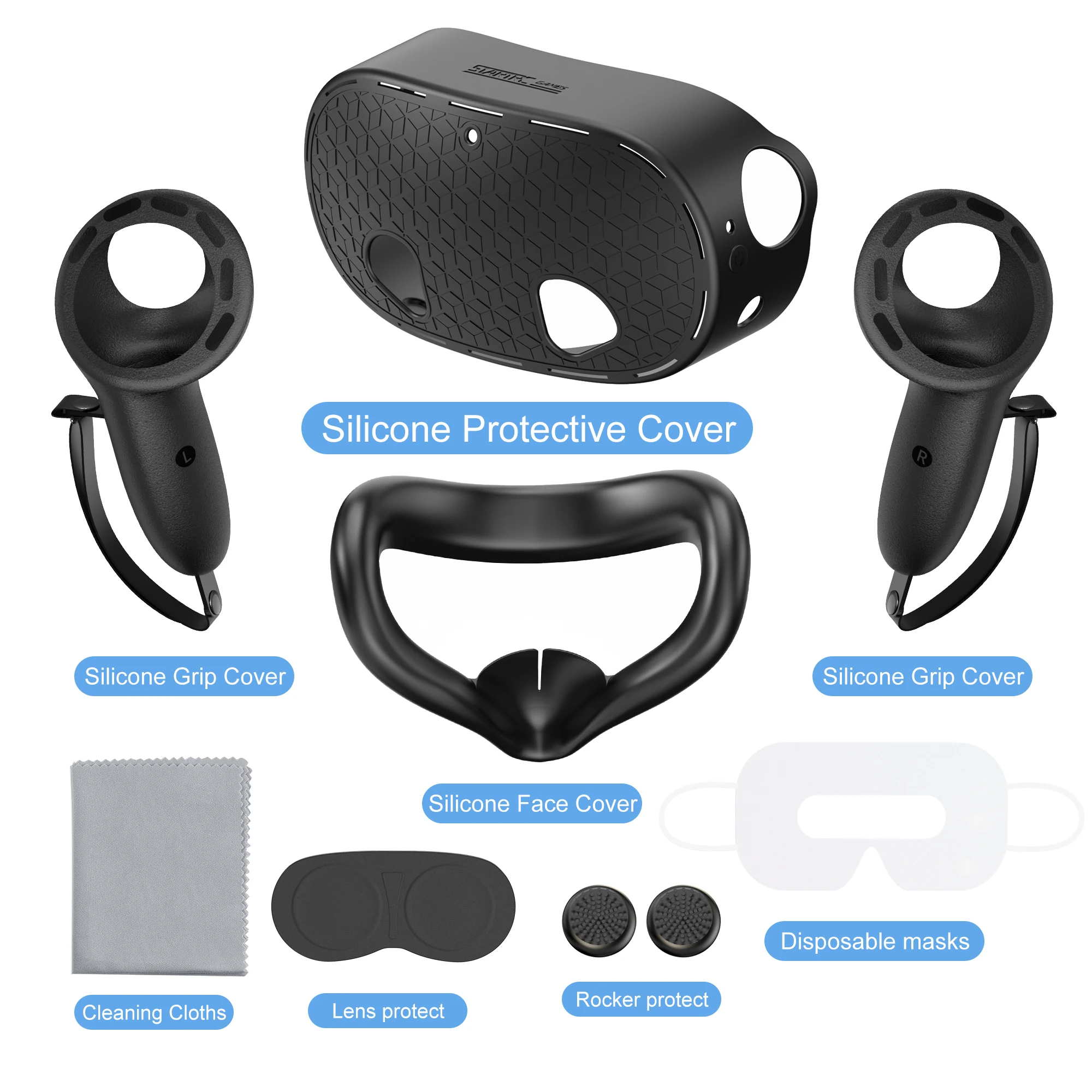 7 in 1 for Meta Quest 3s Accessories,silicone Mask,shell Protective Cover,controller Handle Cover,lens Cover,disposable Eye Mask