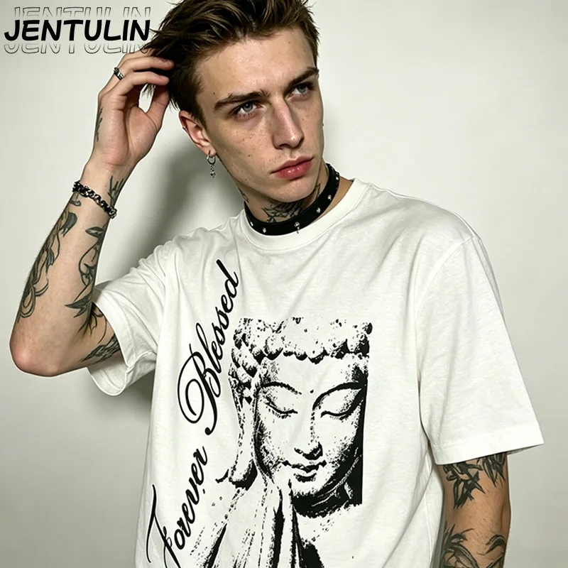 Men Clothing Y2k Style Punk Printing Women Sexy Tee Tops Vintage Slim Tees GothicTops 2000s Summer Cool Printing Tees Clothes