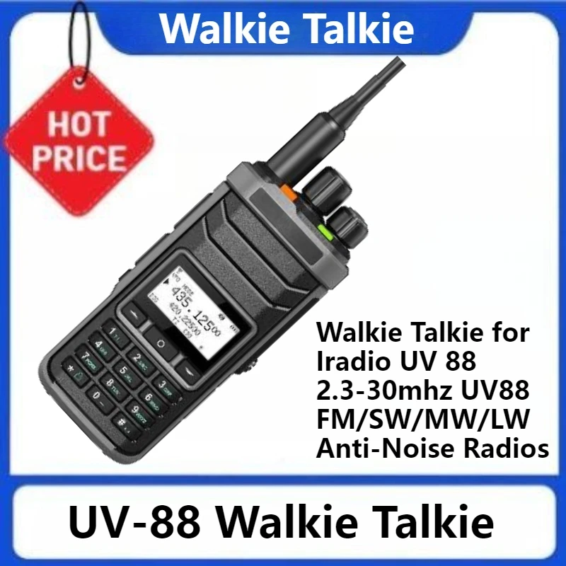 

Walkie Talkie UV 88 2.3-30mhz UV88 FM SW MW LW Anti-Noise Multi Band USB-C charger NOAA 1024 Channels Equal RT-860