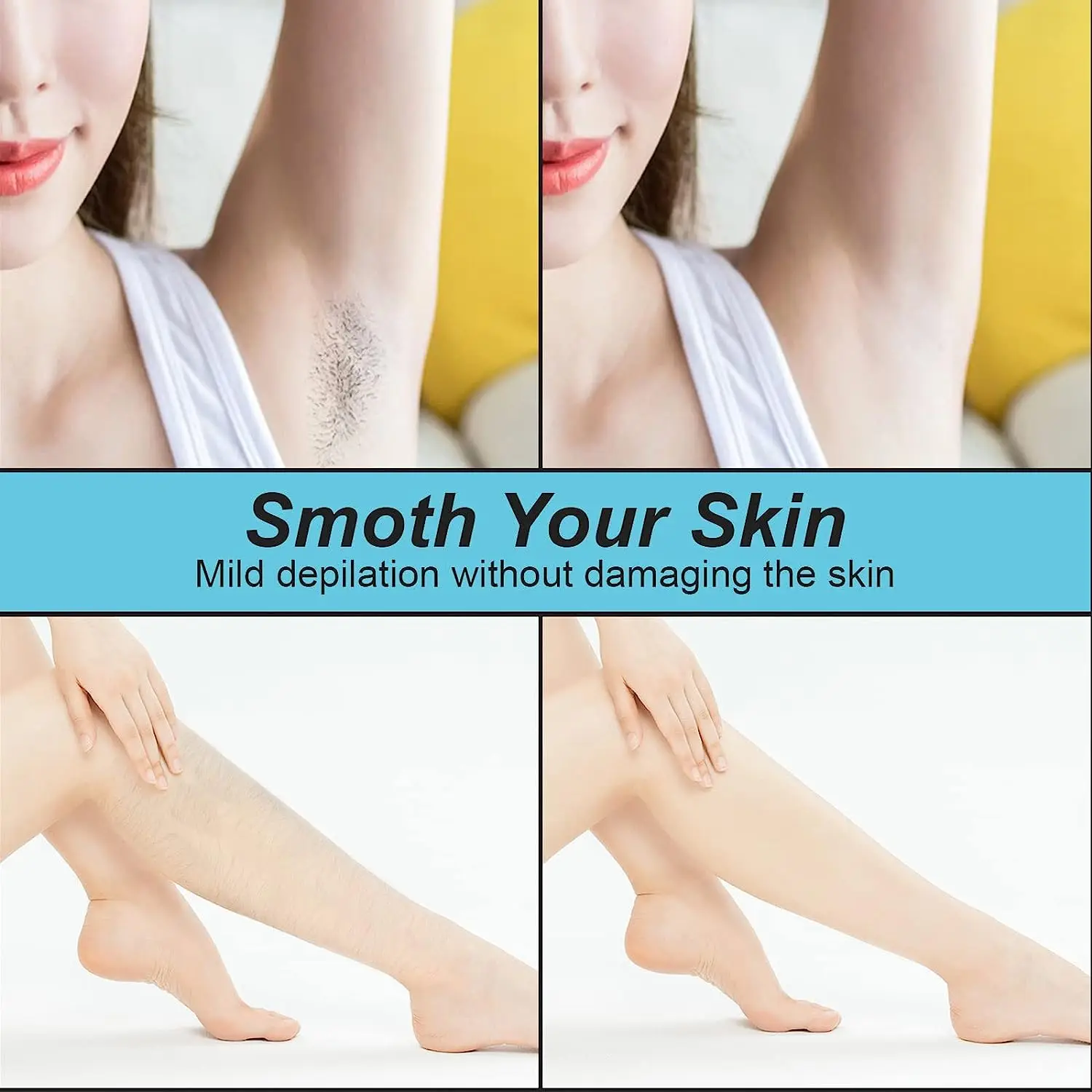 Magic Hair Eraser Hair Removal Painless Exfoliation Hair Removal Tool for Arms Legs Back Reusable & Washable Epilator