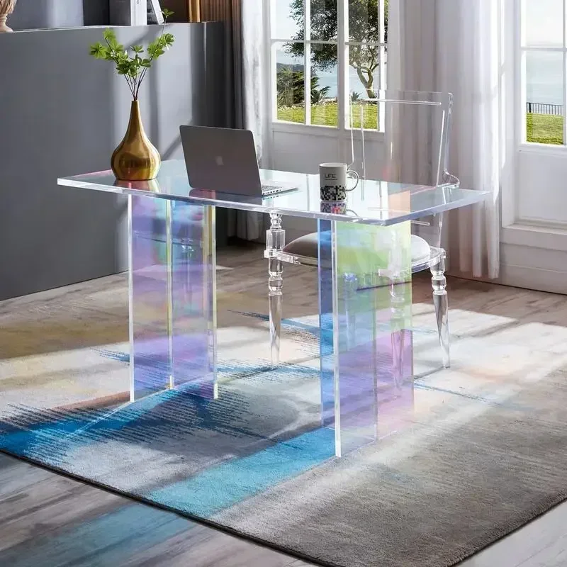New modern design office furniture acrylic rainbow color office computer table acrylic table