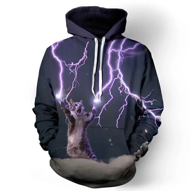 

Funny Anime Lightning Cat 3d Print Men's Laxity Hoodie Casual Oversized Pullover Popular Streetwear Fashion Hip Hop Men Clothing