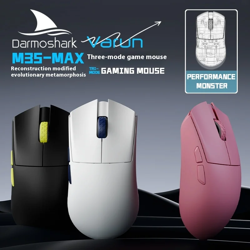 New DARMOSHARK  M3smax Gaming Mouse Paw3950 Wireless Tri Mode Mouse Office Game Gift  Holiday Gift Small And Medium-Sized Mouse