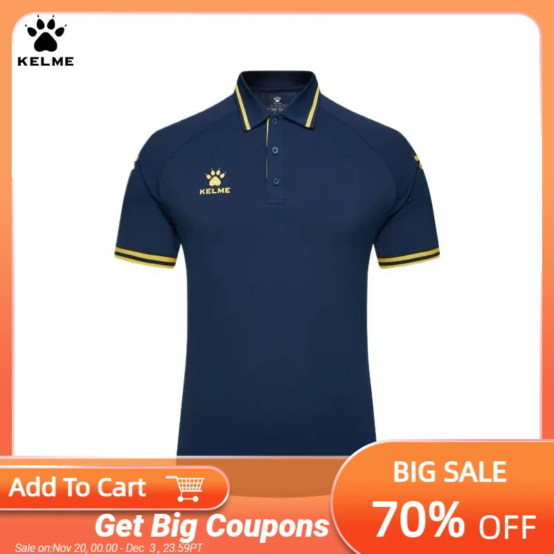 Kelme Basketball Training Polo Shirt Men's 2024 Spring/summer New Football Sports Casual Polo T-shirt Soccer Short Sleeve