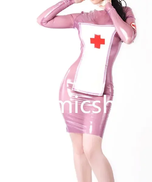 

Unisex fashion Latex Kleid Gummi Clubwear Cosplay Nurse Dress Uniform 0,4mm Halloween