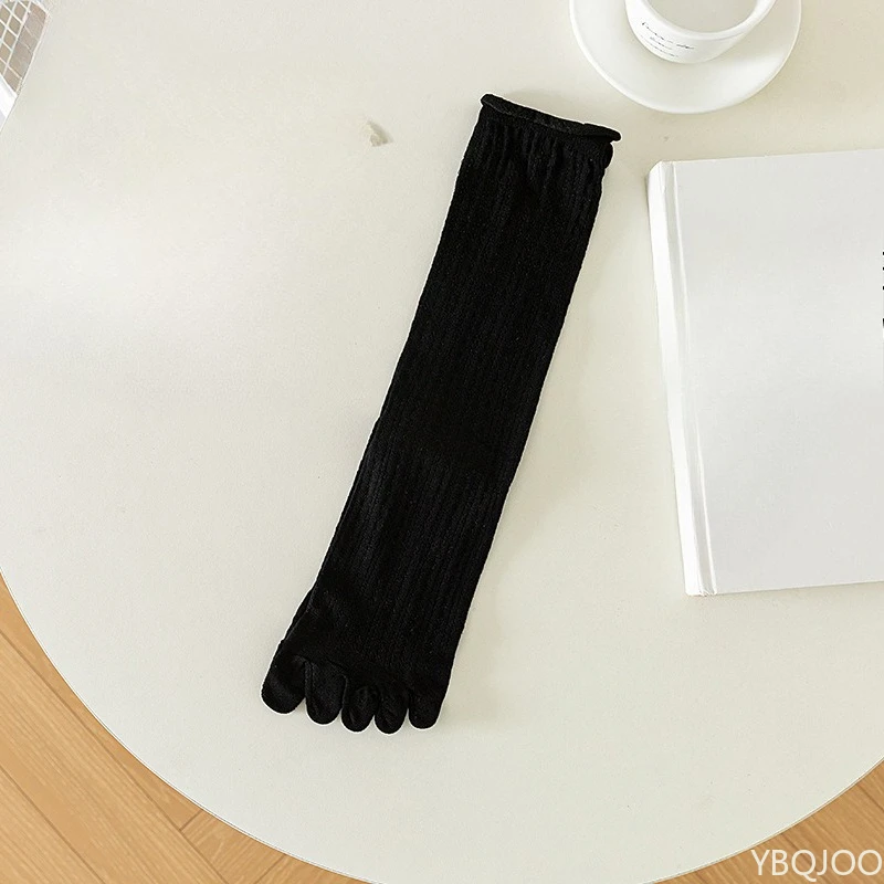 جوارب بخمسة أصابع للنساء، جوارب متوسطة مكدسة للربيع والصيف، جوارب قطنية عصرية قابلة للتنفس وممتصة للنساء #6