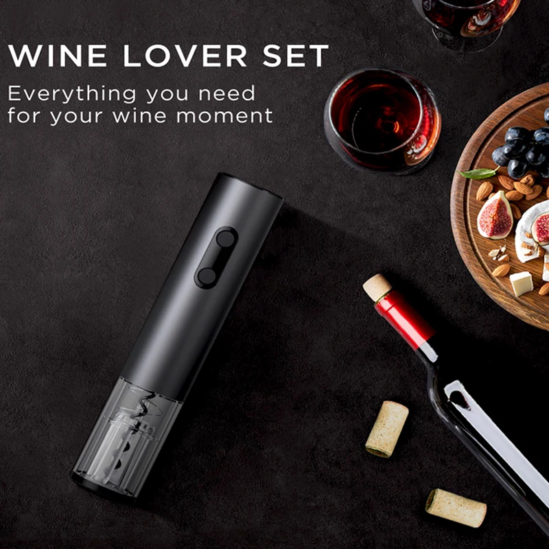 Electric Wine Opener Set Automatic Corkscrew Battery Operated Wine Bottle Openers With Foil Cutter For Kitchen Bar Party Gifts ﻿