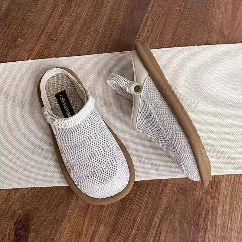 Women's Sandals 2025 Summer Mesh Breathable Fashion Vintage Half Slippers Lightweight Comfortable Soft Sole Non Slip Beach Shoes - Image 4