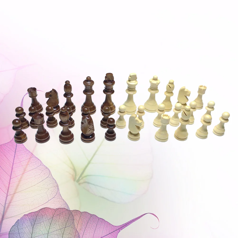 

32pcs International Chess Pieces Wooden Chess Pieces Chess Board Replacement Accessories (25 Inches)